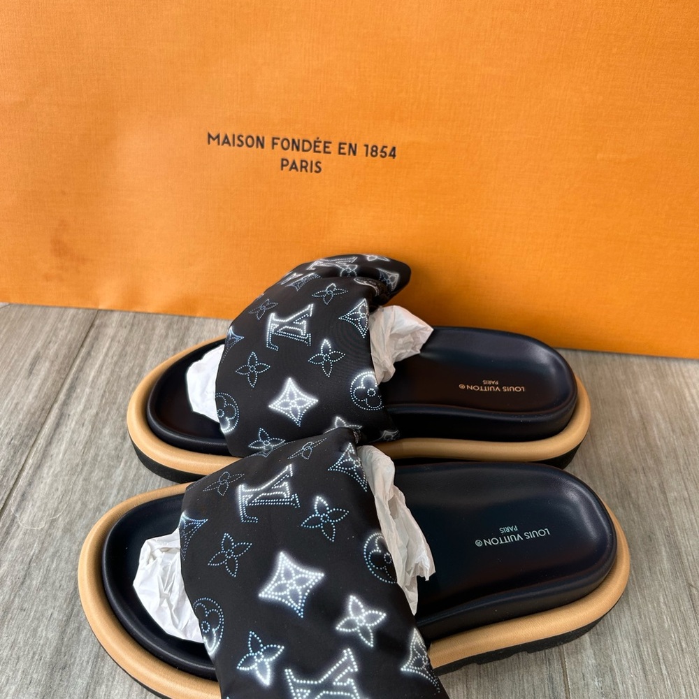 Louis Vuitton Black Slide Sandals